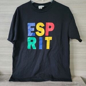 ESPRIT Sport Vtg 90s Shirt Single Stitch Size XL Color Spell Out Logo USA Cotton